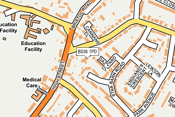 BS36 1PD map - OS OpenMap – Local (Ordnance Survey)
