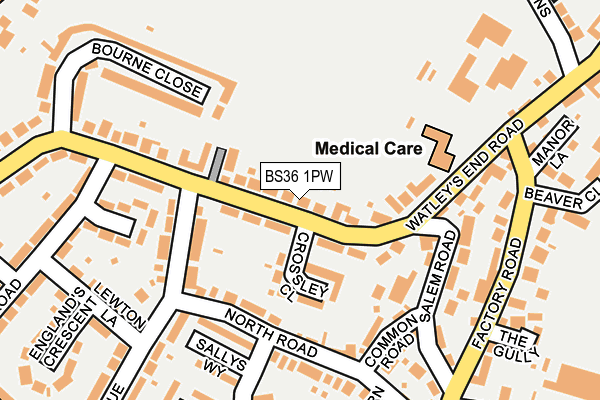 BS36 1PW map - OS OpenMap – Local (Ordnance Survey)