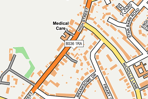 BS36 1RA map - OS OpenMap – Local (Ordnance Survey)
