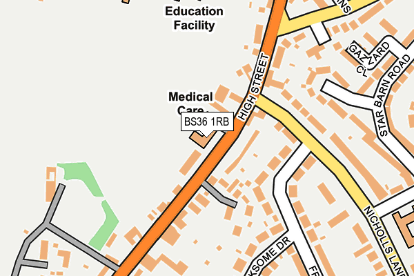 BS36 1RB map - OS OpenMap – Local (Ordnance Survey)