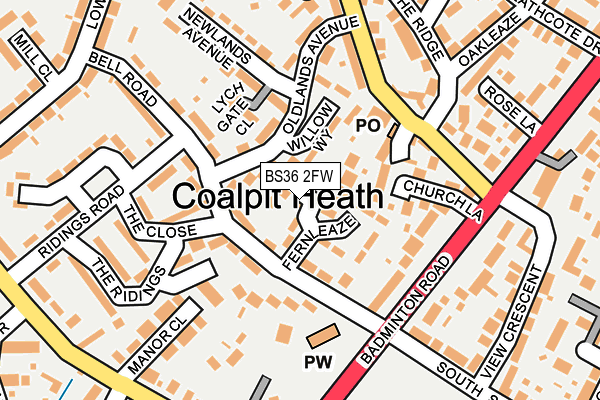 BS36 2FW map - OS OpenMap – Local (Ordnance Survey)