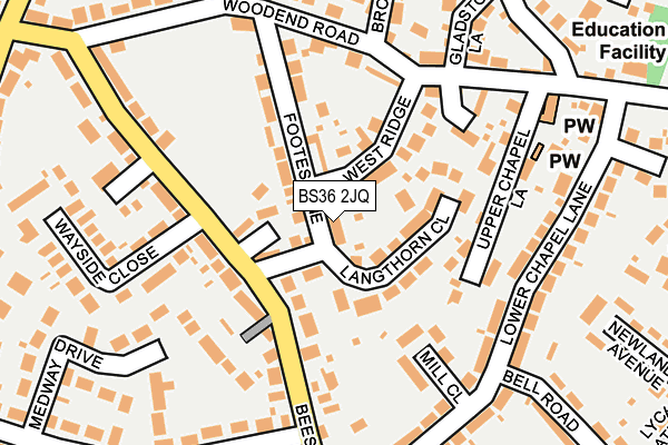 BS36 2JQ map - OS OpenMap – Local (Ordnance Survey)