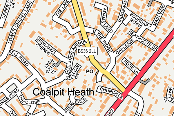 BS36 2LL map - OS OpenMap – Local (Ordnance Survey)