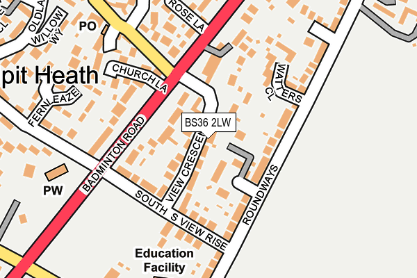 BS36 2LW map - OS OpenMap – Local (Ordnance Survey)