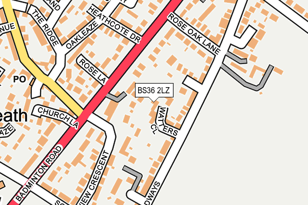 BS36 2LZ map - OS OpenMap – Local (Ordnance Survey)