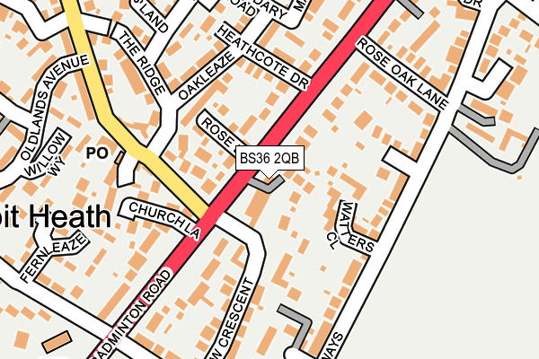 BS36 2QB map - OS OpenMap – Local (Ordnance Survey)