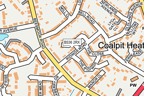 BS36 2RX map - OS OpenMap – Local (Ordnance Survey)