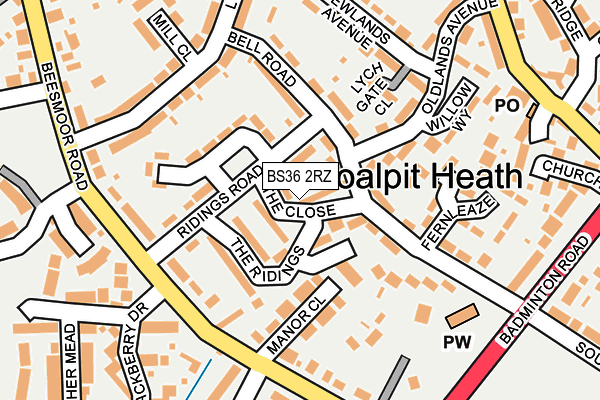 BS36 2RZ map - OS OpenMap – Local (Ordnance Survey)
