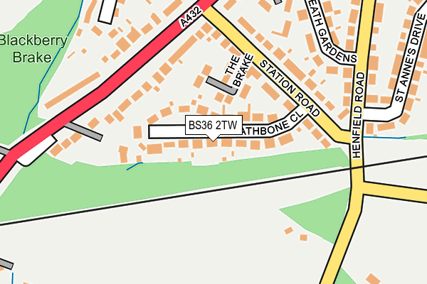 BS36 2TW map - OS OpenMap – Local (Ordnance Survey)