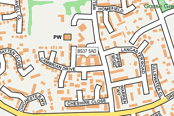 BS37 5AD map - OS OpenMap – Local (Ordnance Survey)