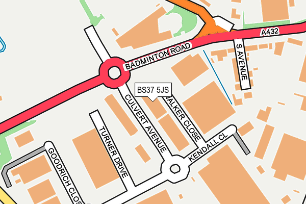 BS37 5JS map - OS OpenMap – Local (Ordnance Survey)