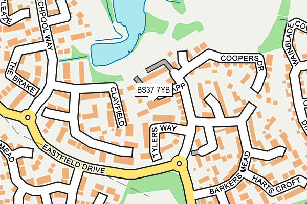 BS37 7YB map - OS OpenMap – Local (Ordnance Survey)