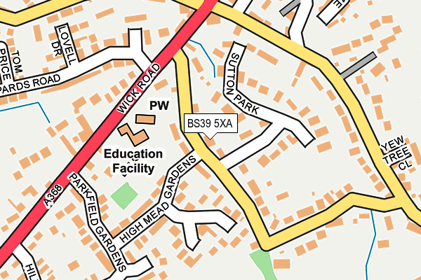 BS39 5XA map - OS OpenMap – Local (Ordnance Survey)