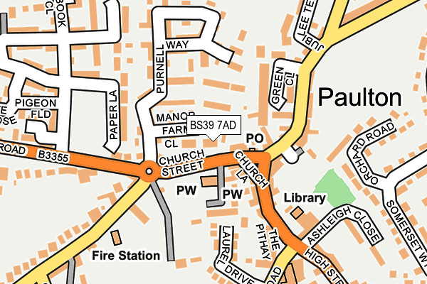 BS39 7AD map - OS OpenMap – Local (Ordnance Survey)