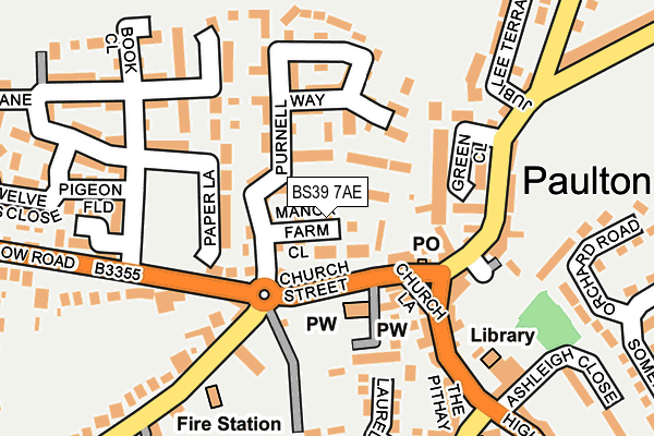 BS39 7AE map - OS OpenMap – Local (Ordnance Survey)