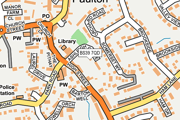 BS39 7QD map - OS OpenMap – Local (Ordnance Survey)