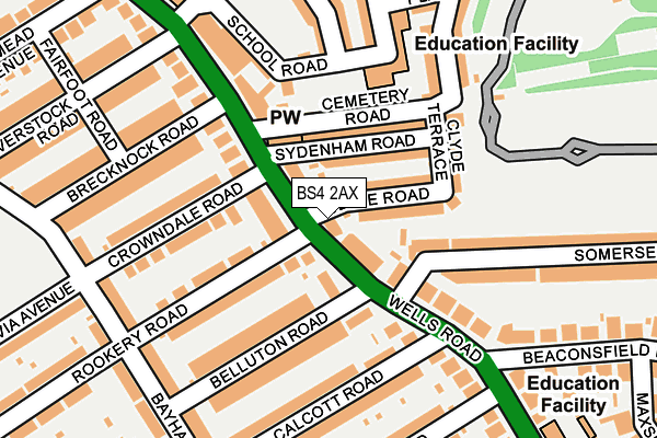 BS4 2AX map - OS OpenMap – Local (Ordnance Survey)