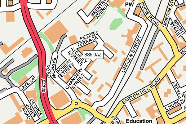 BS5 0AZ map - OS OpenMap – Local (Ordnance Survey)