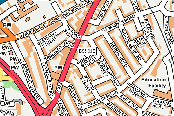 BS5 0JE map - OS OpenMap – Local (Ordnance Survey)