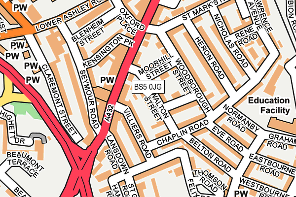 BS5 0JG map - OS OpenMap – Local (Ordnance Survey)