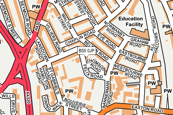 BS5 0JP map - OS OpenMap – Local (Ordnance Survey)