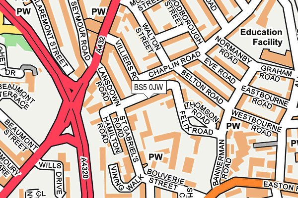 BS5 0JW map - OS OpenMap – Local (Ordnance Survey)