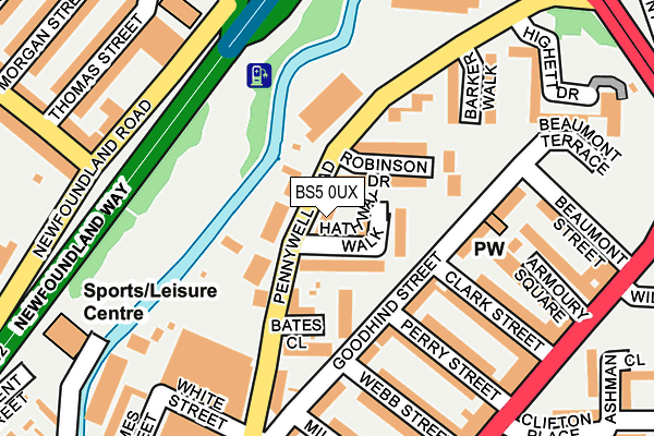 BS5 0UX map - OS OpenMap – Local (Ordnance Survey)