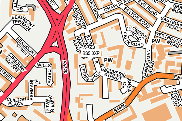 BS5 0XP map - OS OpenMap – Local (Ordnance Survey)