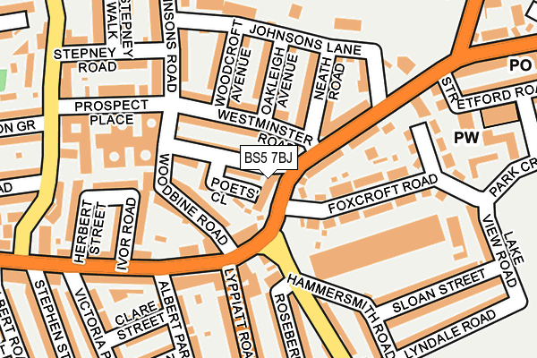 BS5 7BJ map - OS OpenMap – Local (Ordnance Survey)