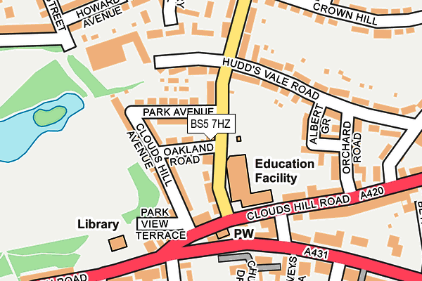 BS5 7HZ map - OS OpenMap – Local (Ordnance Survey)