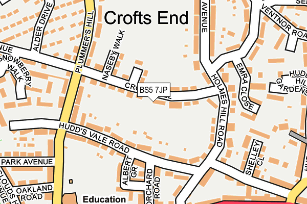 BS5 7JP map - OS OpenMap – Local (Ordnance Survey)