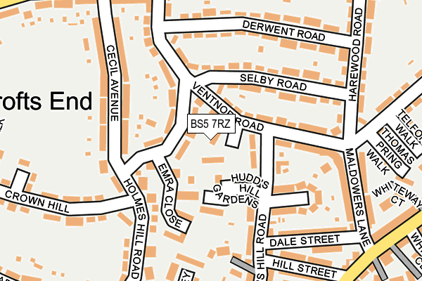 BS5 7RZ map - OS OpenMap – Local (Ordnance Survey)