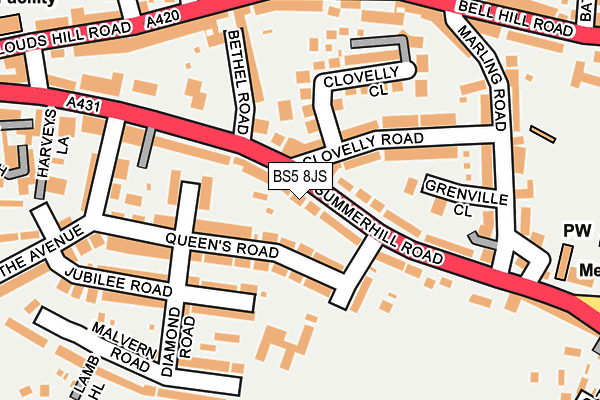 BS5 8JS map - OS OpenMap – Local (Ordnance Survey)