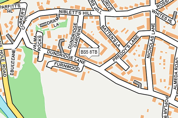 BS5 8TB map - OS OpenMap – Local (Ordnance Survey)