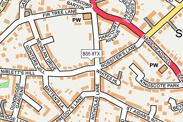 BS5 8TX map - OS OpenMap – Local (Ordnance Survey)