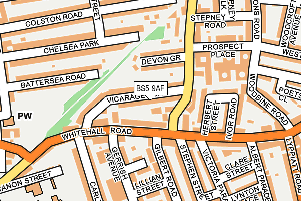 BS5 9AF map - OS OpenMap – Local (Ordnance Survey)
