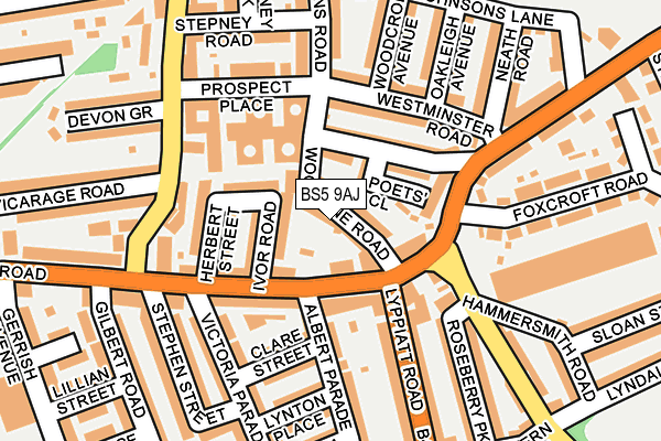 BS5 9AJ map - OS OpenMap – Local (Ordnance Survey)