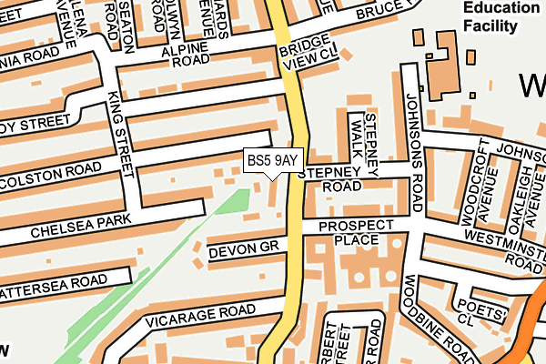 BS5 9AY map - OS OpenMap – Local (Ordnance Survey)