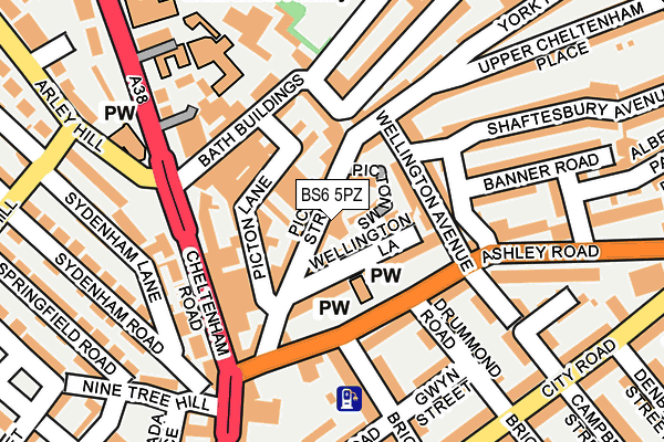 BS6 5PZ map - OS OpenMap – Local (Ordnance Survey)