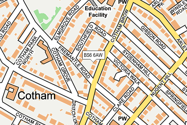 BS6 6AW map - OS OpenMap – Local (Ordnance Survey)