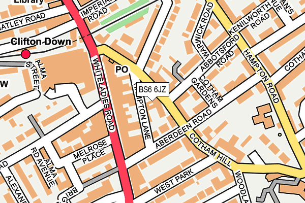 BS6 6JZ map - OS OpenMap – Local (Ordnance Survey)