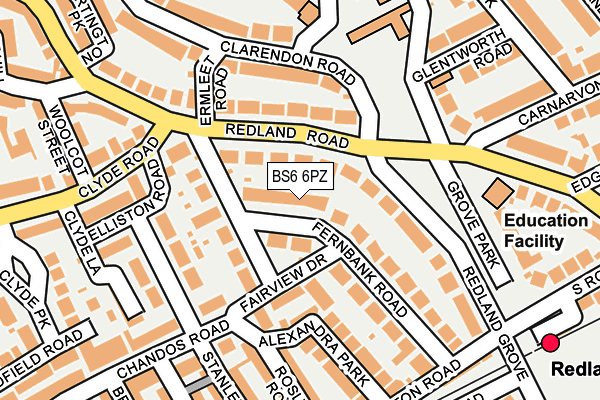 BS6 6PZ map - OS OpenMap – Local (Ordnance Survey)