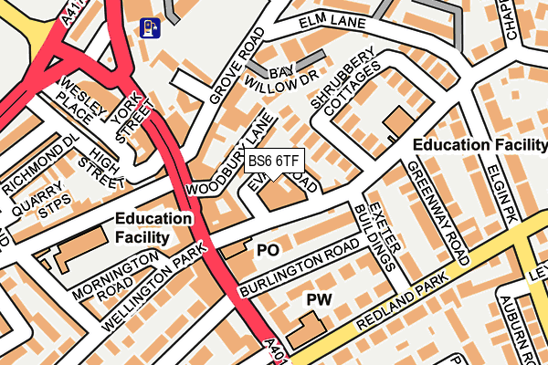 BS6 6TF map - OS OpenMap – Local (Ordnance Survey)