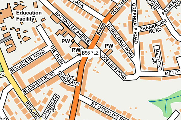 BS6 7LZ map - OS OpenMap – Local (Ordnance Survey)