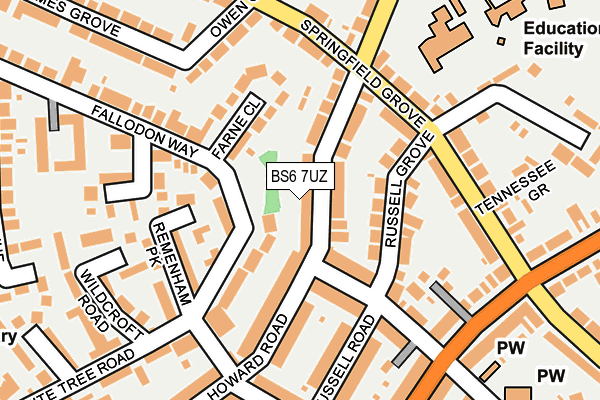 BS6 7UZ map - OS OpenMap – Local (Ordnance Survey)