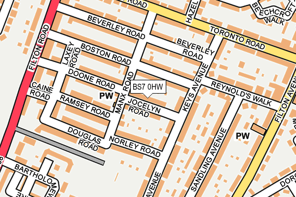 BS7 0HW map - OS OpenMap – Local (Ordnance Survey)