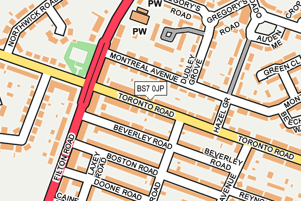 BS7 0JP map - OS OpenMap – Local (Ordnance Survey)