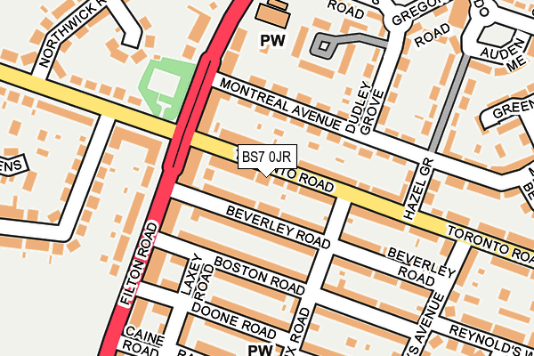 BS7 0JR map - OS OpenMap – Local (Ordnance Survey)