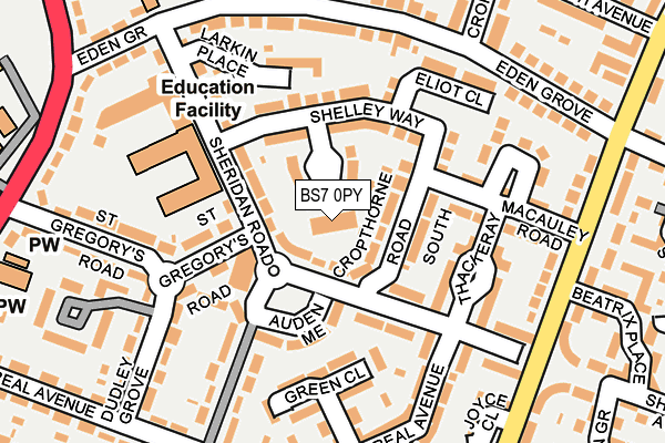 BS7 0PY map - OS OpenMap – Local (Ordnance Survey)