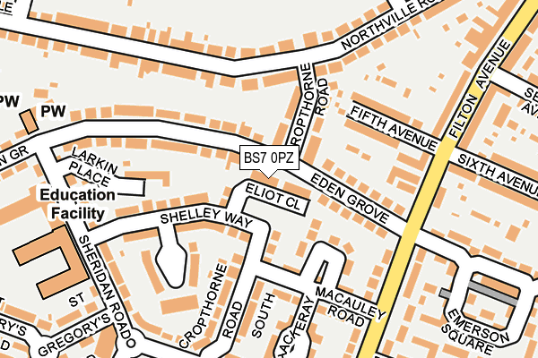 BS7 0PZ map - OS OpenMap – Local (Ordnance Survey)